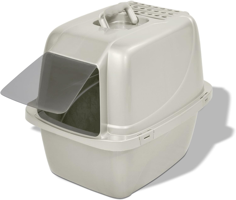 Pets Odor Control Large Enclosed Cat Litter Box, Hooded, Pearl...