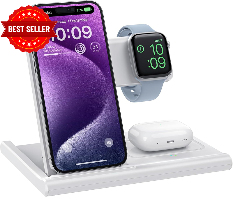Wireless Charging Station, 3 in 1 Charging Station for Apple Devices, Wireless C