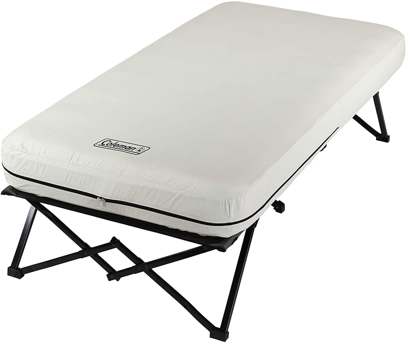 Camping Cot, Air Mattress, and Pump Combo | Folding Camp Cot and Air Bed with Si