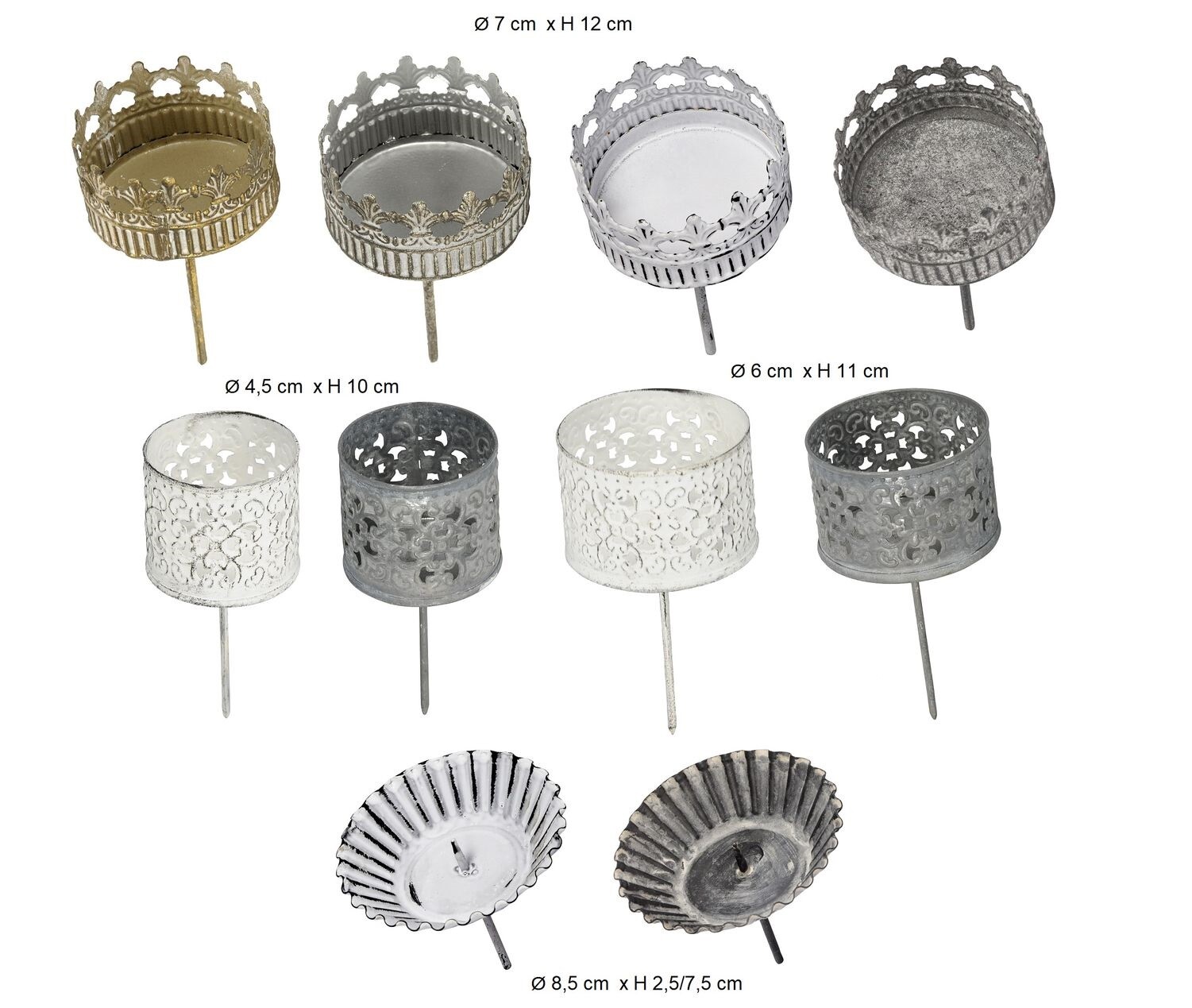 Teelichthalter Kerzenhalter Krone Krönchen zum Stecken Durchmesser 5 - 8,5 cm