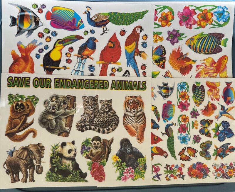 Super Signs VTG  Animal Tropical Birds Static Cling Window Decorations 4 Sheets