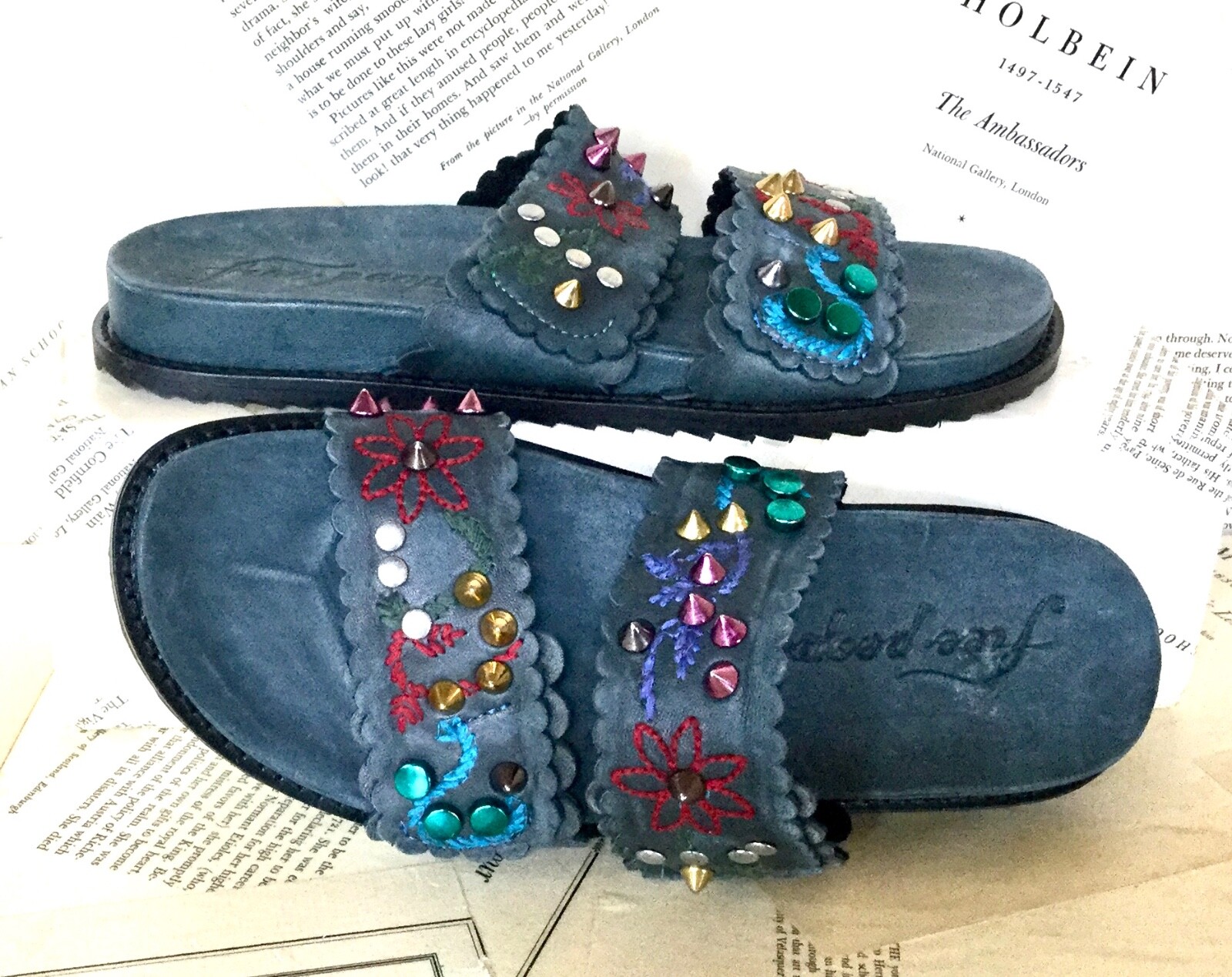 Сандалии Free People с шипами, синяя кожаная стелька с вышивкой Callie, 36/6, НОВАЯ