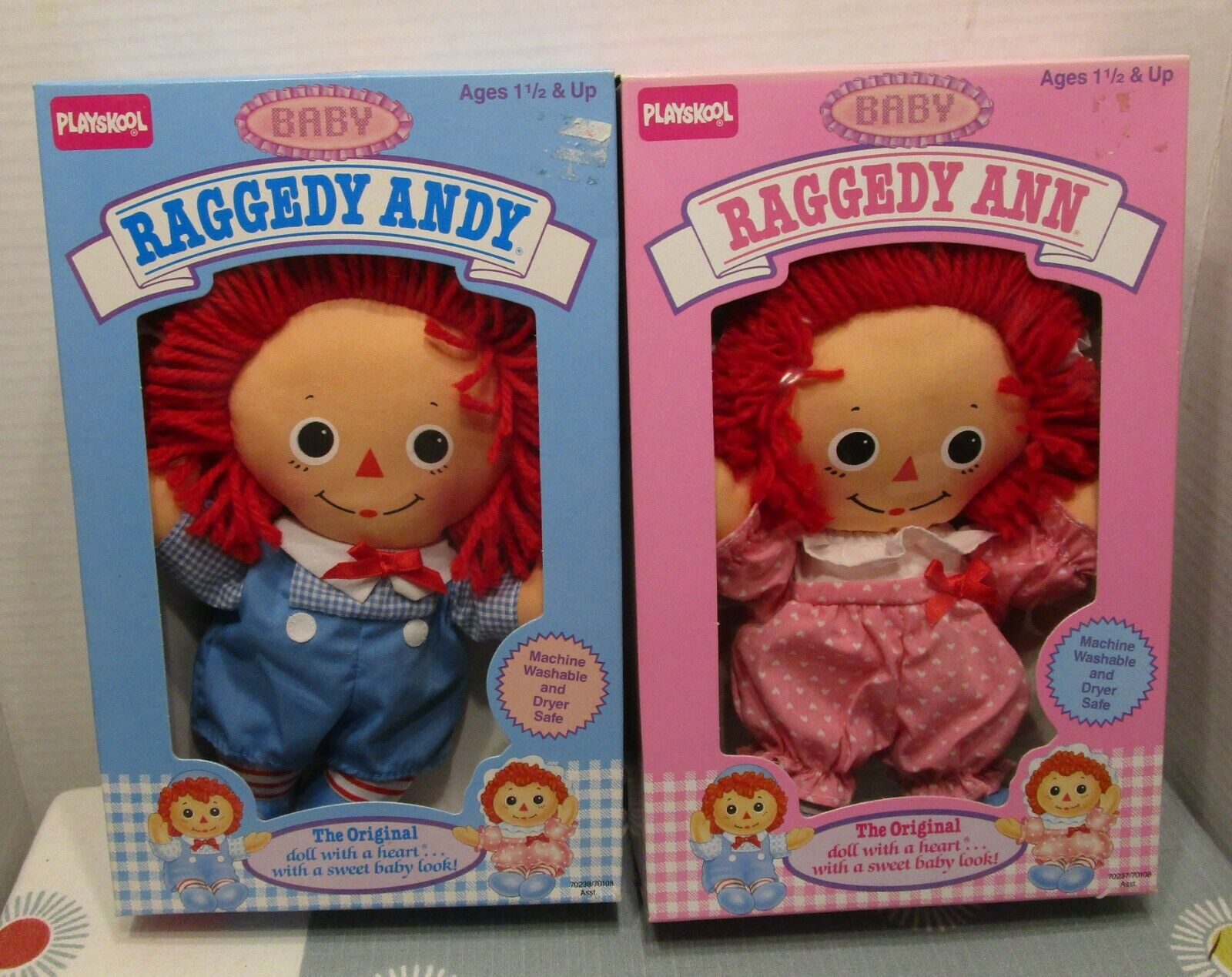 New 1989 Playschool Raggedy Ann & Andy Dolls Baby Plush - new in box New 1989 Playschool Raggedy Ann & Andy Dolls Baby Plush - new in box