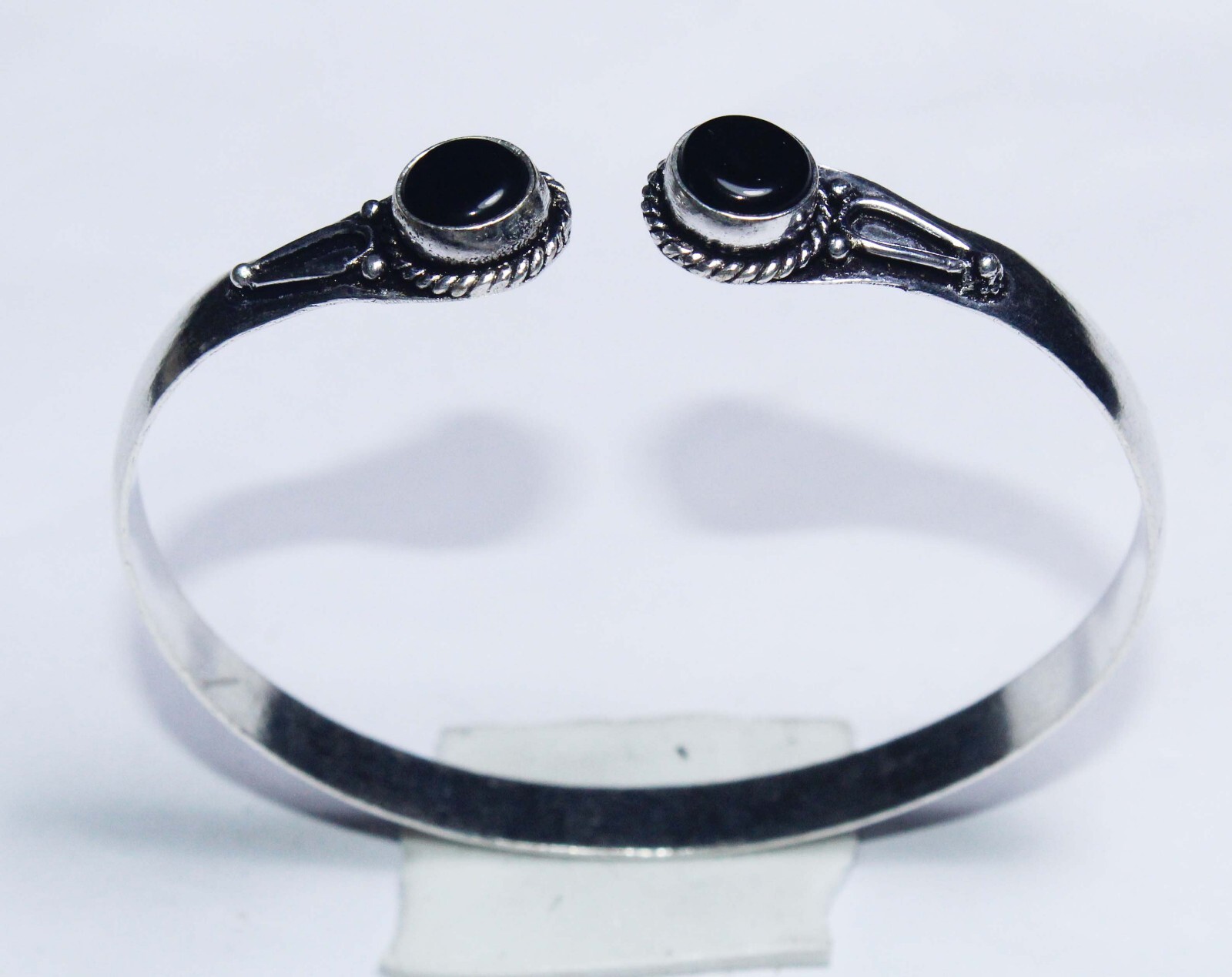アクセサリー 80s Mexico black onyx bangle silver 925 Black Onyx Gemstone 925 Sterling Silver Woman Bracelet
