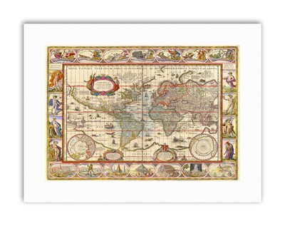 Map Antique World Decorative Ornate Picture Canvas Art Print