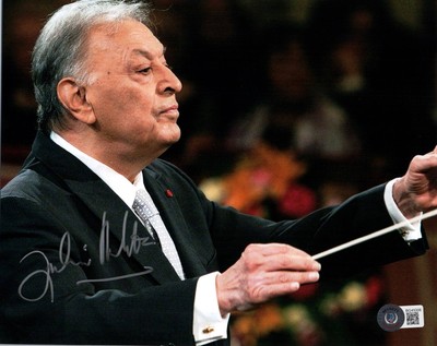 ZUBIN MEHTA SIGNED 8X10 PHOTO BECKETT BAS COA CONDUCTOR THREE TENORS 7