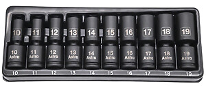 Astro Pneumatic 78344M 10 Piece 3/8'' Drive Metric Mid-Length Pinless Impact Set