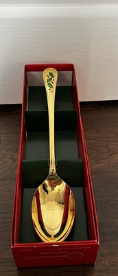 RETRONEU Vintage 24k GOLD Plated Stuffing Serving Spoon HOLLYDAY pattern 13  NIB