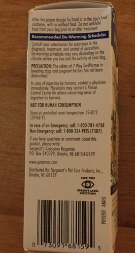 4 PETARMOR De-Wormer for Large and Medium Dogs  FREE SHIPPING!!!  3H