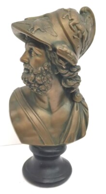'Ajax' Bust, Medium Sized. Bronzed Ceramic.  13'' x 7'' Greek Mythological Warrior