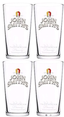 4 x John Smiths Pint Glasses Pub Glasses Beer Glasses