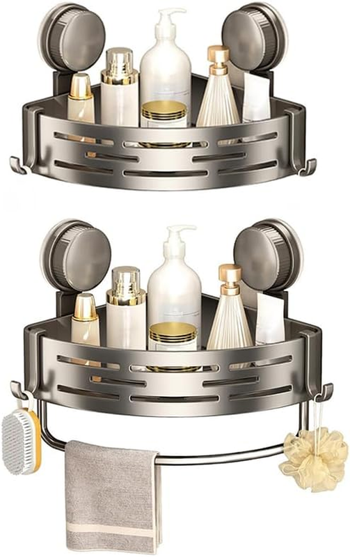 2 Pack No Drill Bathroom Corner Shelf, Removable Shower Shelf | Suction Cup Show