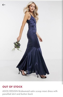 ASOS Full Length satin Navy Maxi Ball Gown Evening Dress