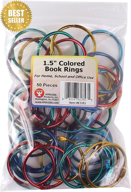 Products Book Rings – 1-1/2 Inch Assorted Color Metal Binder Rings, 50 Pack