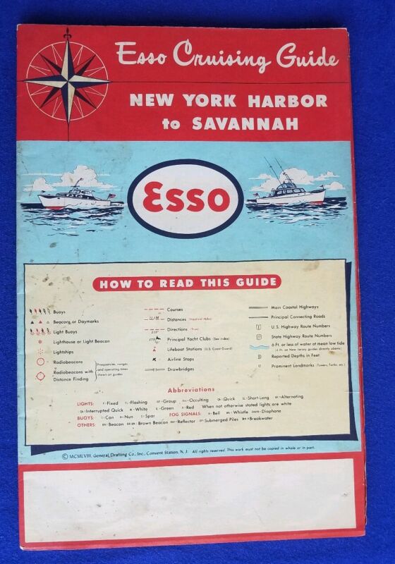 Vintage 1958 Esso Cruising Guide: New York Harbor to Savannah EXC+++