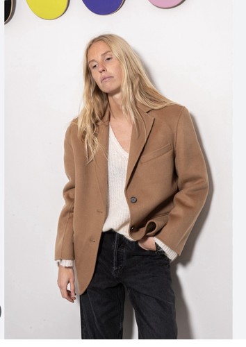 Pre-owned Anine Bing Quinn Blazer Size Small In Beige