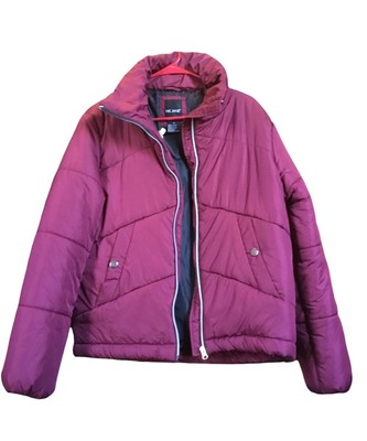 me jane purple warm puffer jacket zips snap pockets medium