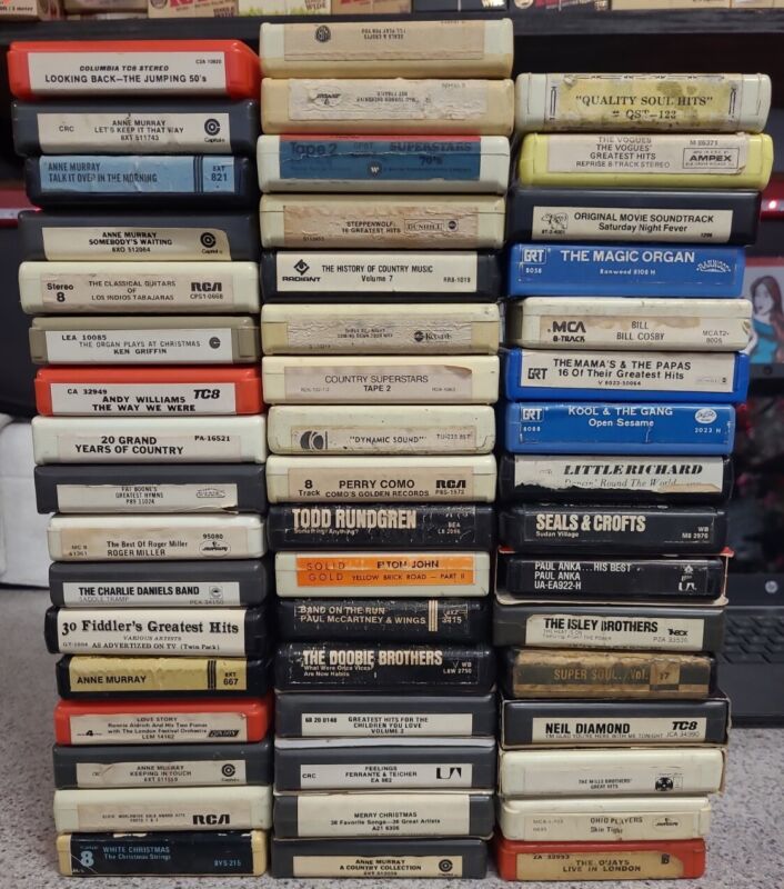 Lot of 50 8-Track Tapes Various Artists UNTESTED Vintage 