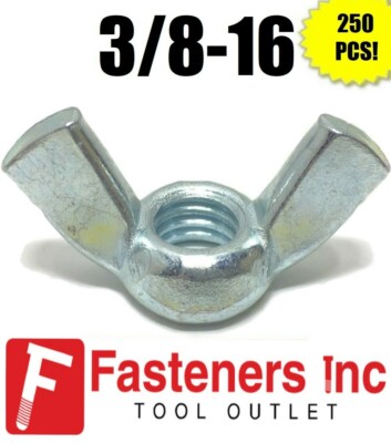 (Qty 250) 3/8-16 UNC Coarse Thread Wing Nut Zinc Plated Steel Nuts