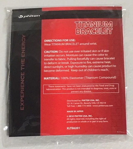 Phiten Titanium Bracelet XLTE6201 New in Package