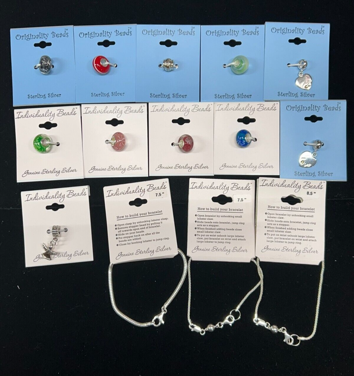 .925 Sterling Silver Jewelry Lot - Individuality Beads $460 Retail Face Value