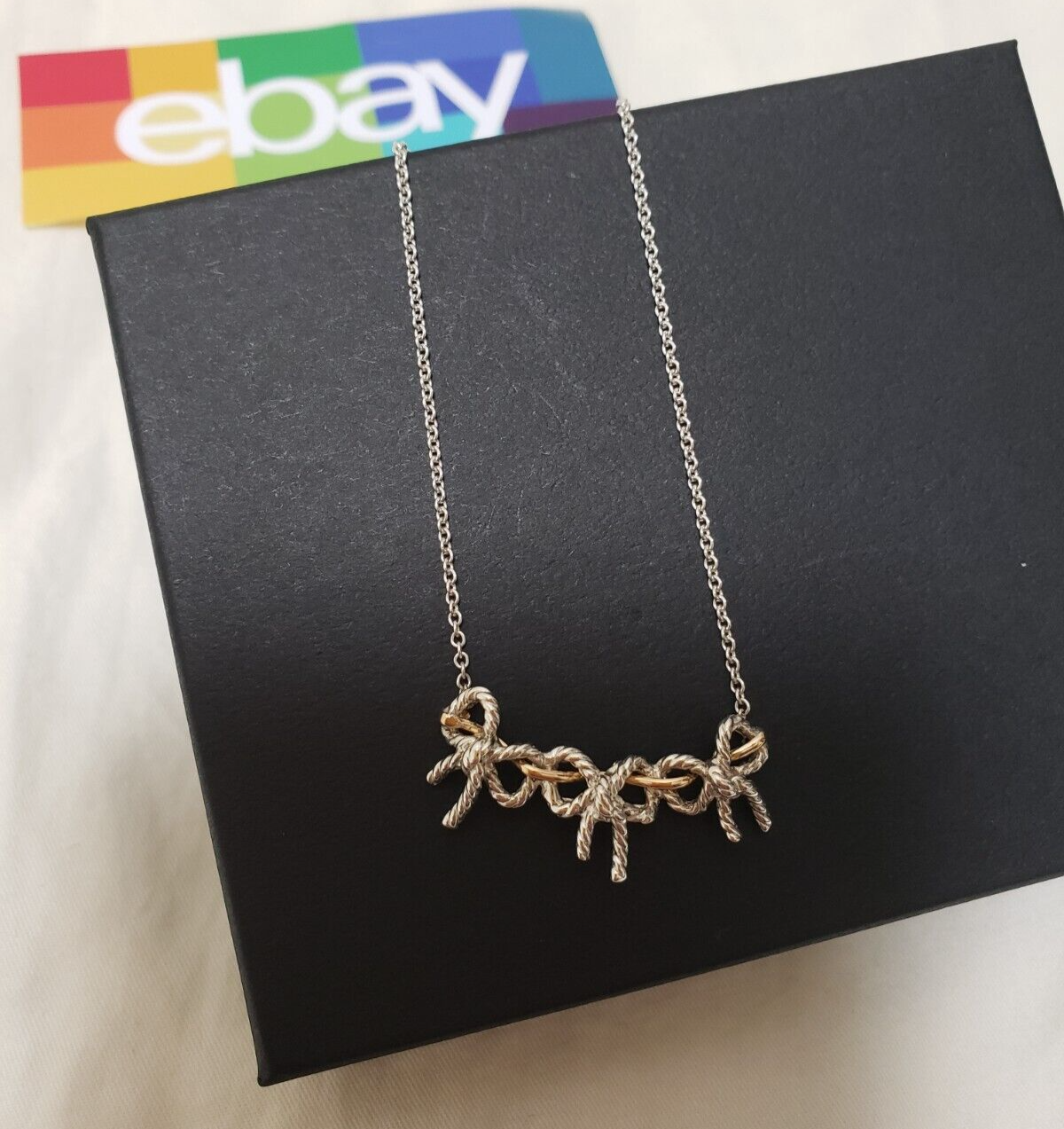 ☆TATIANA☆ Ball Ribbon String Necklace NZ2092 Tiffany & Co Twist Triple Bow Necklace Ribbon Sterling
