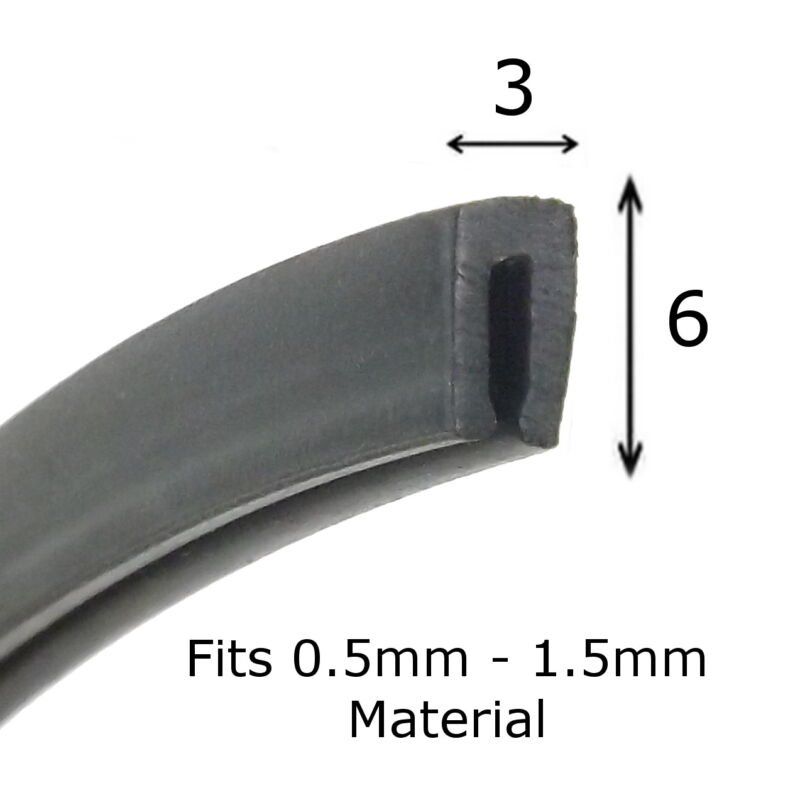 Small Rubber U Channel Edging Trim Seal 6mm X 3mm From The Metal House Per Metre