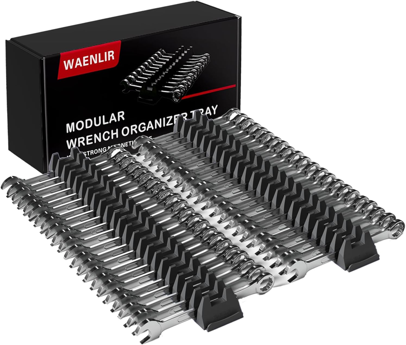 WAENLIR 48 Tool Magnetic Modular Wrench Organizer Set-Tool Drawer Storage Rack w