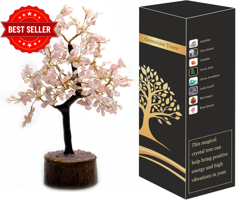 WC Rose Quartz Crystal Tree for Positive Energy, Home Decorations and Healing Cr