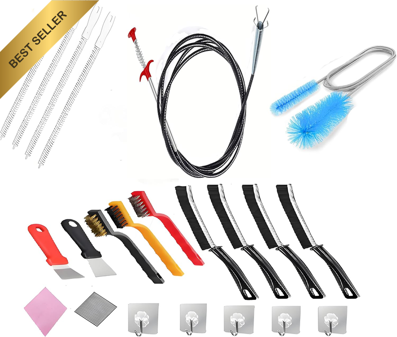 22Pcs Crevice Cleaning Brush Set Drain Snake Pipe Straw Toilet Bottle Plunger