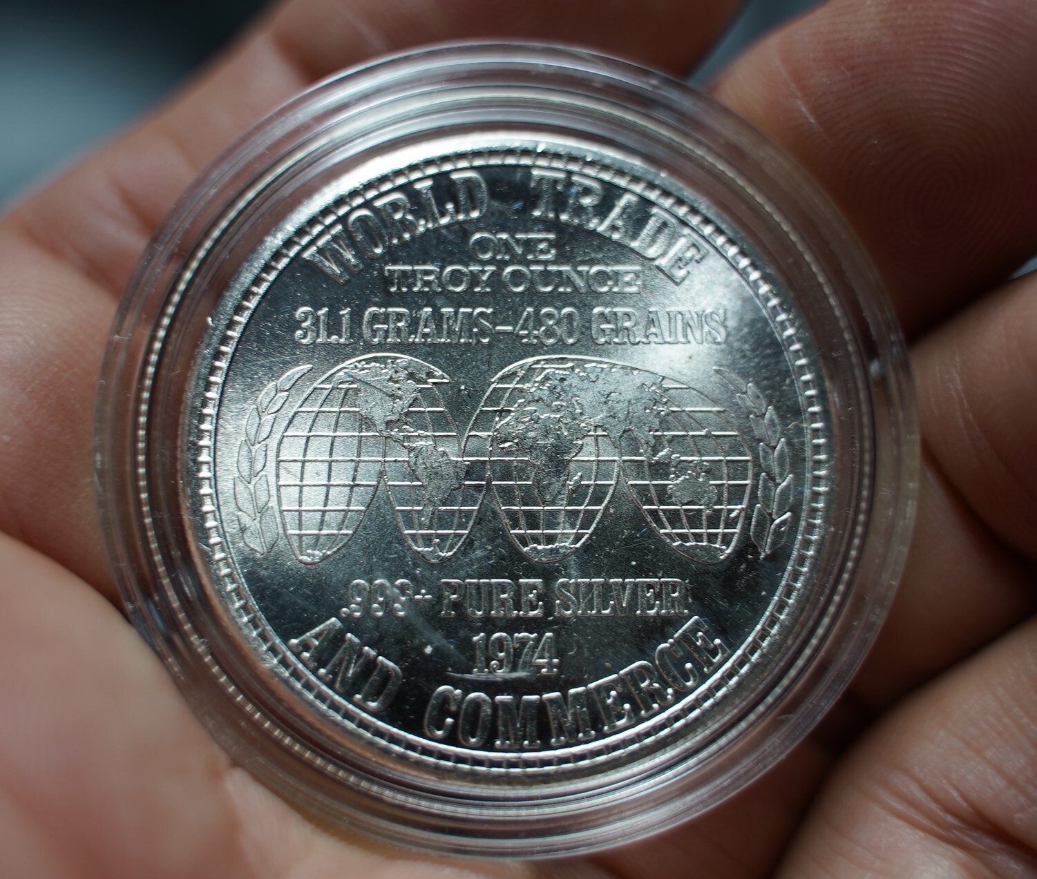 1974 World Trade and Commerce 1oz .999 Fine Silver coin C259