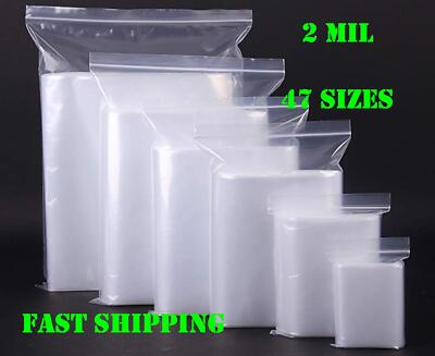 Clear Reclosable Zip Seal Bag Plastic 2 Mil Lock Bags Jewelry Zipper Baggie 2Mil