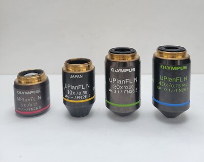 Olympus UplanFL N Microscope Objective Lens Set 5x, 10x, 20x, 40x