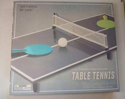 Portable Wooden Mini Ping Pong Table   Complete Set with Net, 2 Paddles & Ball 