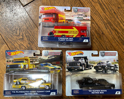 Hot Wheels Car Culture Team Transport Snake, Mongoose & Hot Wheels 3pc Lot