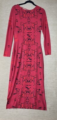 Issa London Dress Women's UK 12 Red Long Sleeved Stretch New