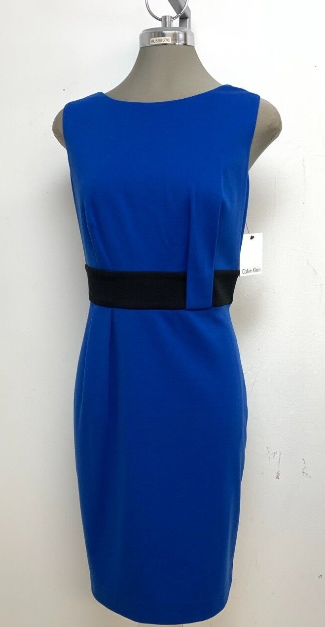 

Calvin Klein NWT Elegant ATLANTIS/ЧЕРНОЕ Платье-футляр с акцентом на талии, размер, Синий, Elegant
