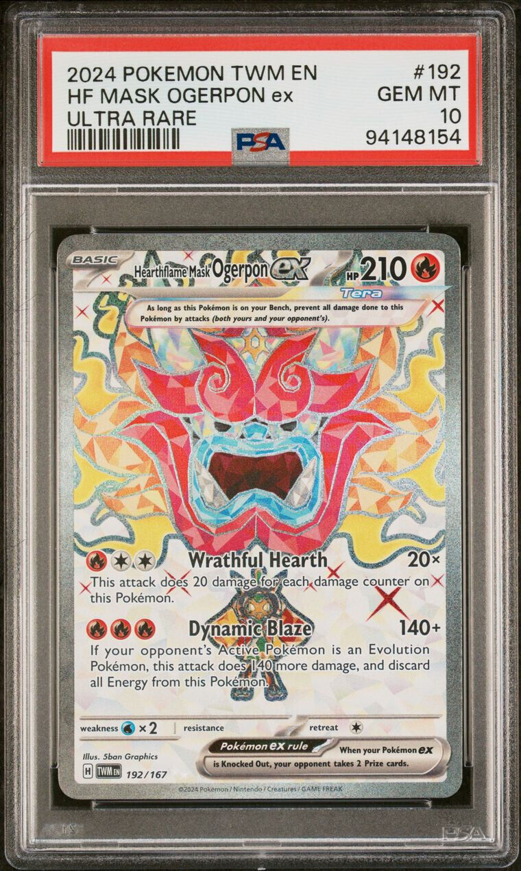 PSA 10 GEM Mint Hearthflame Mask Ogerpon ex 192/167 Ultra PSA 10 GEM Mint Hearthflame Mask Ogerpon ex 192/167 Ultra