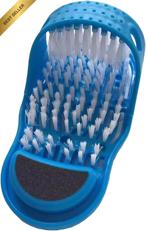 1-Pack Lazy Foot Scrubbing Slippers, Blue, 11-Inch Length with Suction Cups, Mas