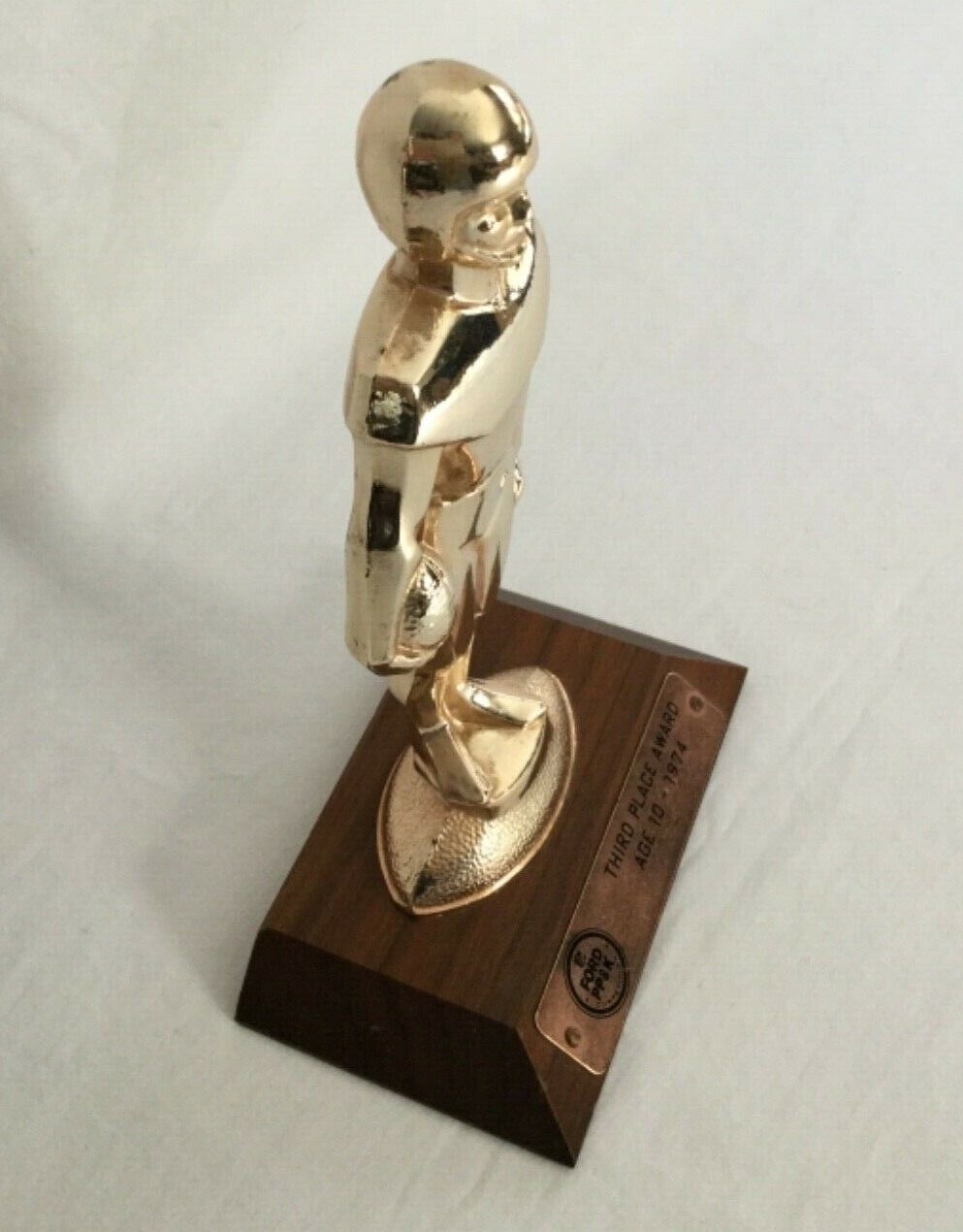 Vintage 1974 Ford Punt Pass & Kick Football Trophy 3rd Place Age 10 Solid Metal