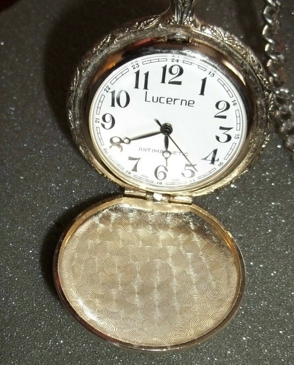 VINTAGE LUCERNE  POCKET WATCH 3 Horses SCENE Silver  WITH 12