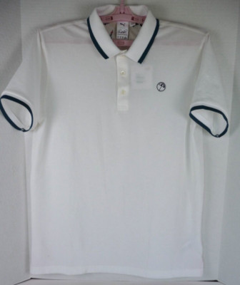 Puma Arnold Palmer Polo Shirt Golf Mens L Signature Tipped Bright White NEW
