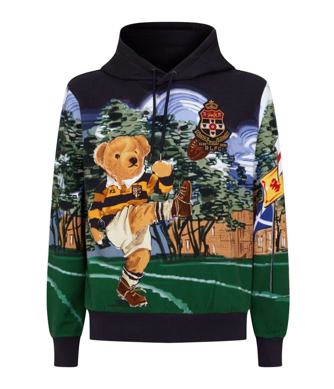 Pre-owned Polo Ralph Lauren $398 Men's  Edition Bear Kicking Football Rugby Hoodie In As Pictured