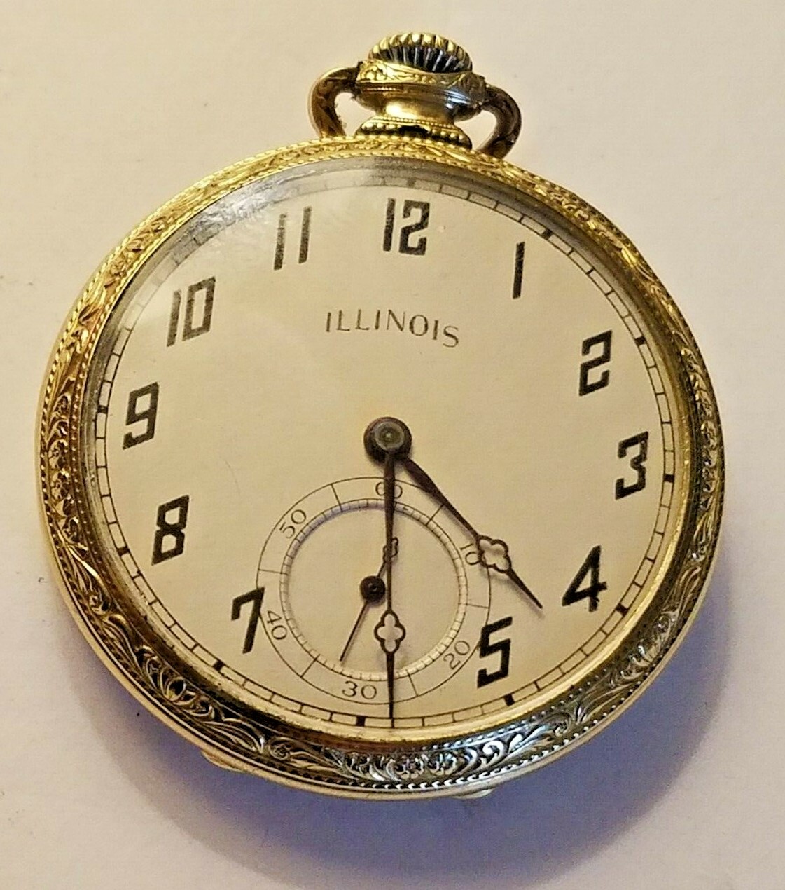 Vintage 1923 Illinois Pocket Watch - Size 12 - 19 Jewels - 14k Gold Filled