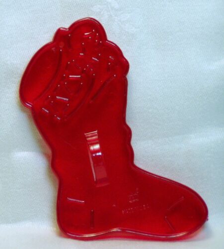 Vintage HRM Design New Red Plastic Cookie Cutter - Christmas Stocking Santa 