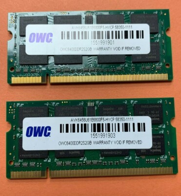 OWC 4GB (2X2GB) COMPUTER LAPTOPP MEMORY OWC6400DDR2S2GB , AVK6456U61E6800F5-HYCP
