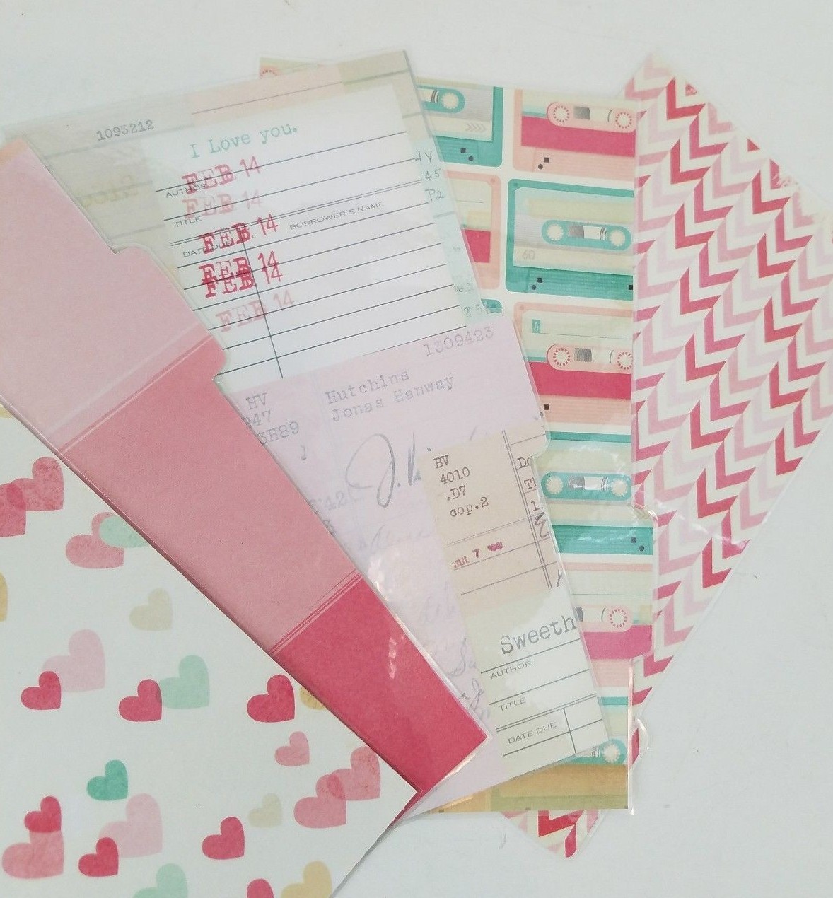 Planner Dividers Personal A2 Handmade Laminated Mint Pink Hearts Valentines