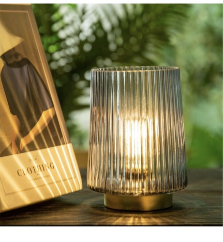 Battery Operated Lamp - Cordless Glass Table Lamp, Battery Powered Nightlight...