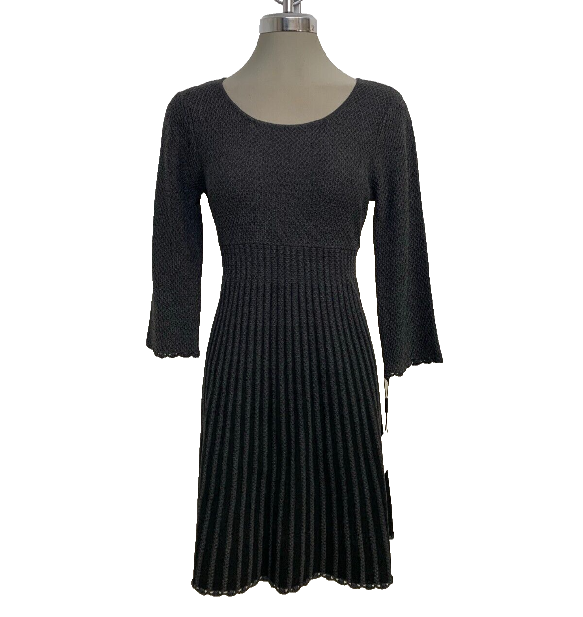 НОВОЕ элегантное серо-ЧЕРНОЕ облегающее и расклешенное платье Calvin Klein для женщин миниатюрного размера PM