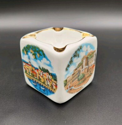Monaco & French Riviera Cote d'Azur Souvenir Ashtray Trinket Dish Vintage Retro